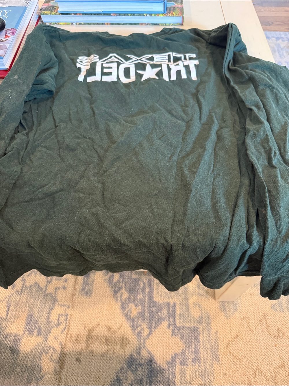 Dark Green Long Sleeve Tee with White TRI DELTA THETA LOGO